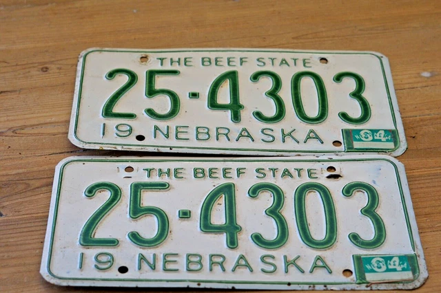 2 Nebraska 1963 1964 Old License Plates Plate Tag Vintage 25 Butler County