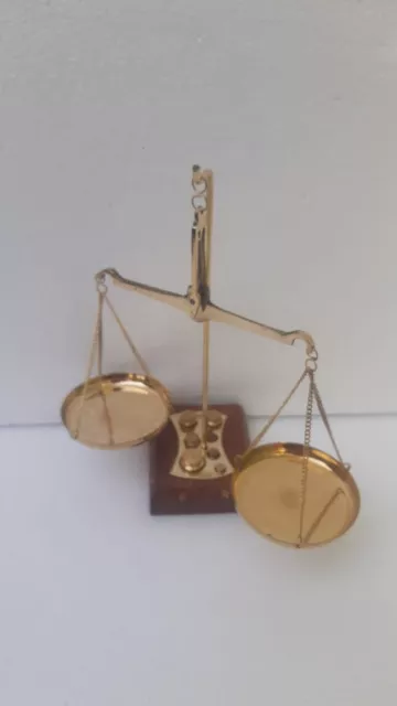 Vintage Gold Brass Balance Scales Decorative Weighing Scale Set (50 grams)