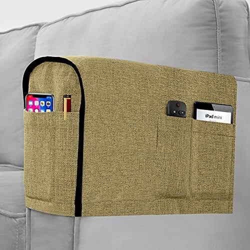 Linen Armrest Covers for Living Room Anti-Slip Sofa Arm Protector for...