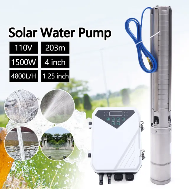 Solar Water Pump 4" DC Deep Bore Well 110V 2HP Submersible MPPT Controller Kit