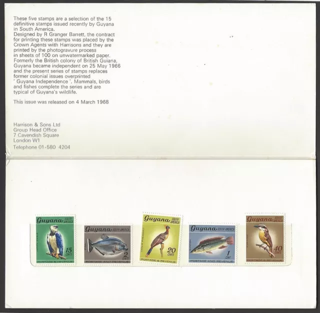 Guyana Harrison & Sons presentation pack 1968 defintive issue with 5 stamps