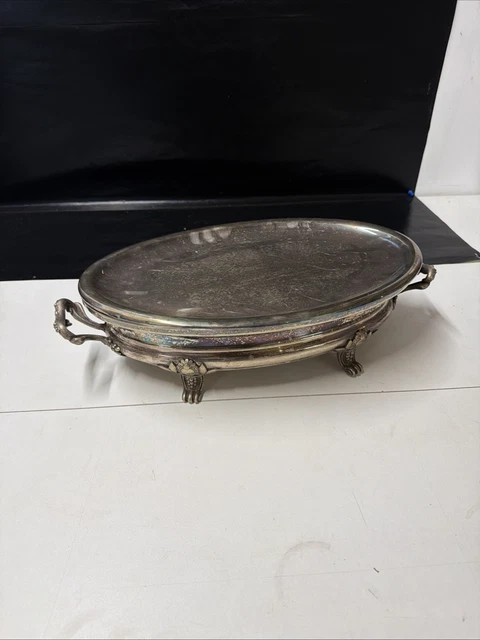 Plateau de service ovale Ercuis vintage en métal argenté, 19042414 - France