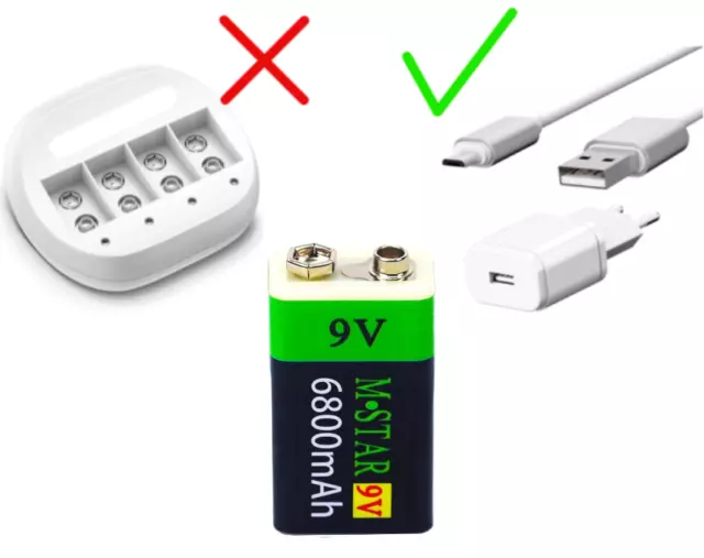 Écologique et Economique Batterie 9V Rechargeable en Micro-USB Pratique Li-ion++ 2