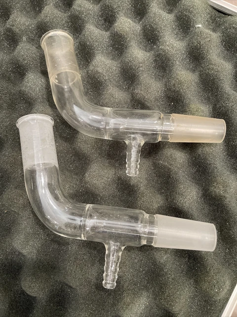 LOT OF TWO:  KIMAX 24/40 105° Angle Vacuum Take-Off Distilling Adapter No. 45005