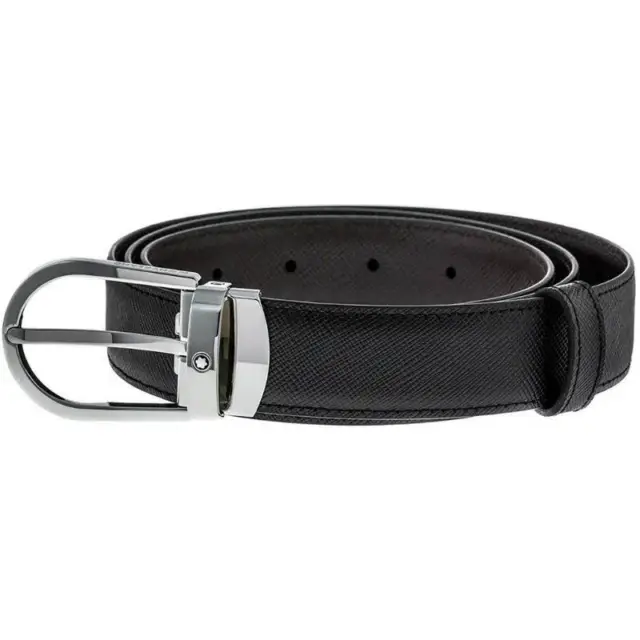 Cintura Montblanc Sartorial Reversibile 113834 Pelle nera Marrone Belt