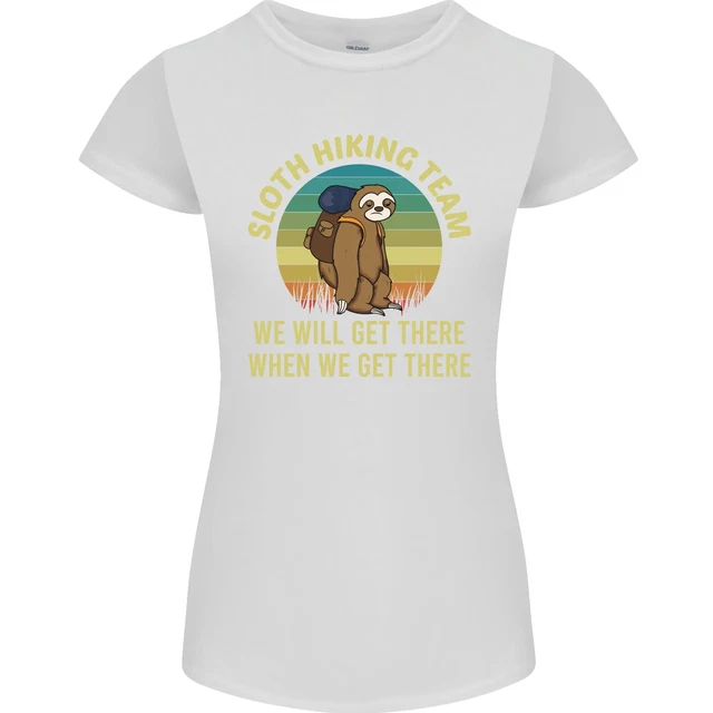Maglietta Sloth Hiking Team Funny Trekking Walking Donna Petite Cut 2