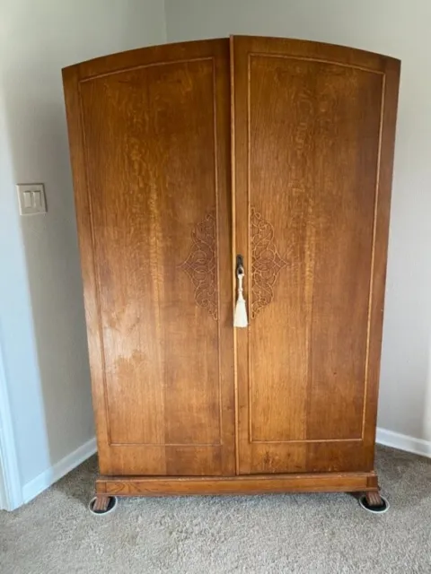 Vintage Oak Armoire / Wardrobe Cabinet