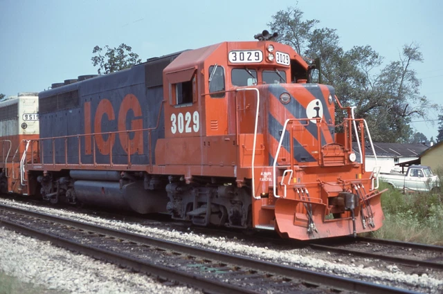 Orig Slide ICG Illinois Central Gulf GP40 #3029 Beaumont MS 1980 - Orange/Gray