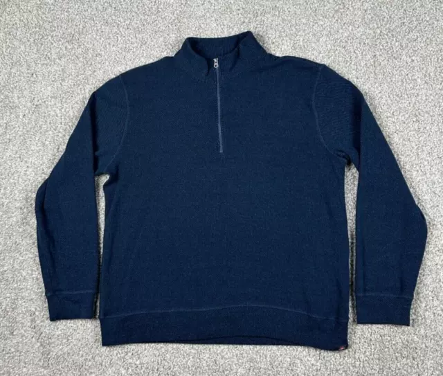 FAHERTY SWEATER MENS Large Blue 1/4 Quarter Zip Pullover Long Sleeve ...