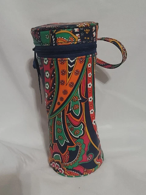 Vera Bradley Heather Orange Insulated Bottle Caddy Carrier Clip On Paisley