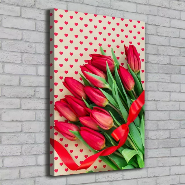 Leinwand-Bild Kunstdruck Hochformat 70x100 Bilder Rote Tulpen