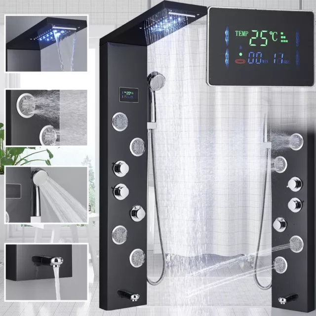 LED Panel de Ducha Columna de Hidromasaje Ducha Acero Inoxidable Mano ES