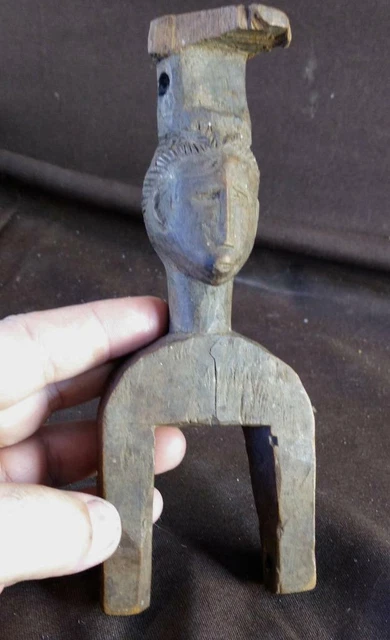 Old Vintage Hand Carved Wood Folk Art Tribal Ethnic Art Carving African Man Head