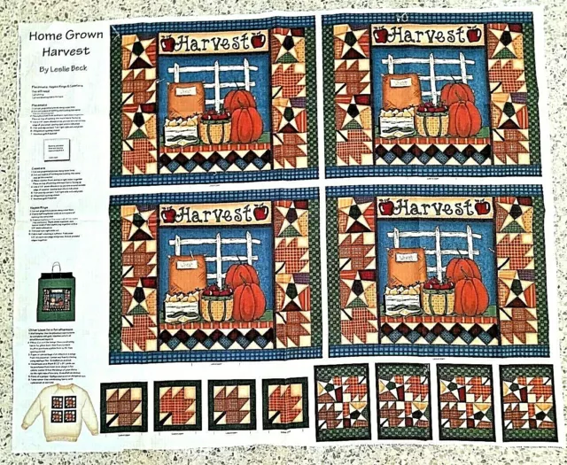 fabric panel HOME GROWN HARVEST 1yd xWOF quilt 100% cotton Leslie Beck Cranston