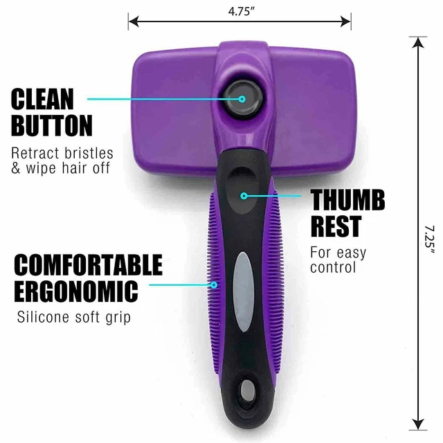 Self Cleaning Dog Cat Slicker Brush Grooming Brush Comb Shedding Tool Hair Fur 9