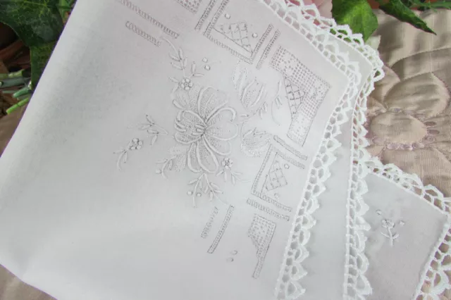 Antique Vintage Appenzell Embroidered Handkerchief Hankie Wedding Bridal R2