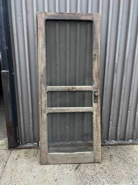 vintage classic victorian style screen door 83 x 34.25 old varnish & brass knob