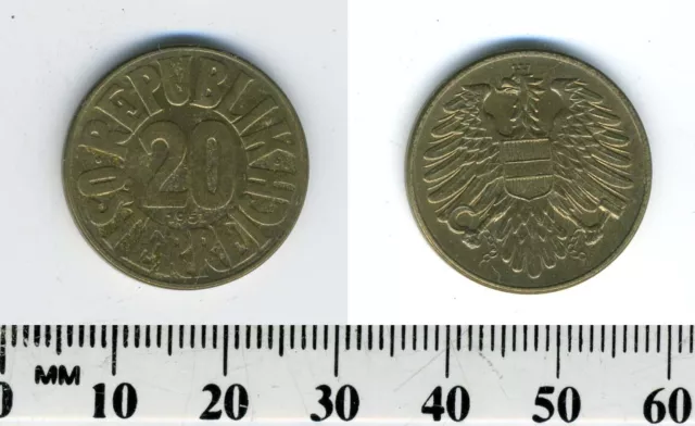 Austria 1951 - 20 Groschen Alu-Bronze Coin - Imperial Eagle with Austrian shield