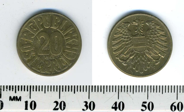 Austria 1951 - 20 Groschen Alu-Bronze Coin - Imperial Eagle with Austrian shield