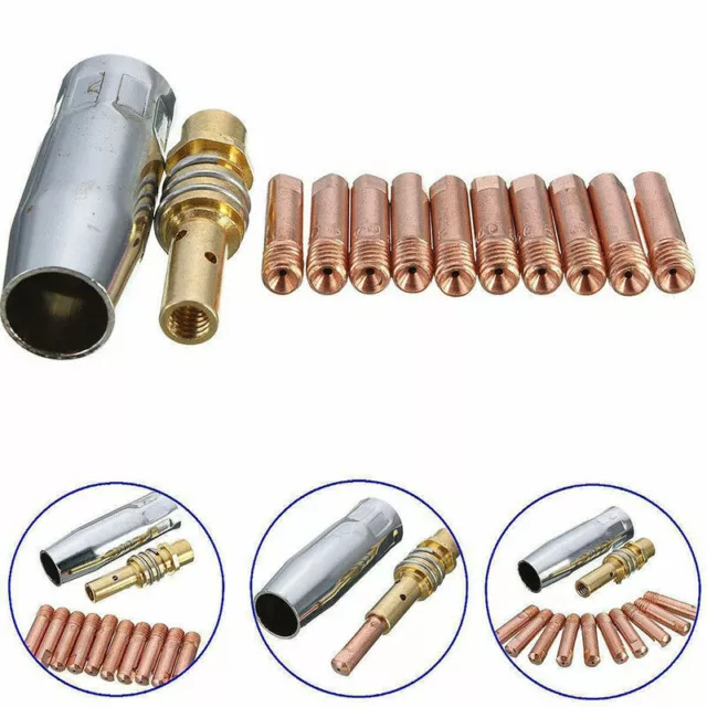 12pcs MB 15AK MIG Welding Torch Shroud 0.8mm x 25mm Contact Tip Connecting Rod