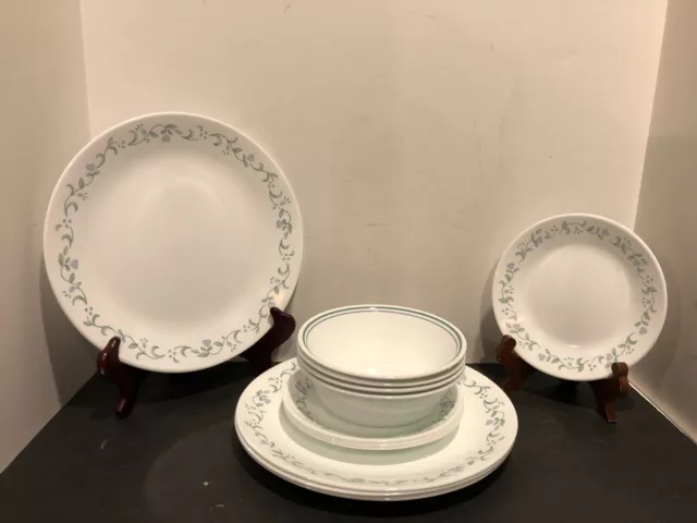 12 Piece Corelle Country Cottage Dinner Bread Plates Soup Cereal Bowls 4 Each