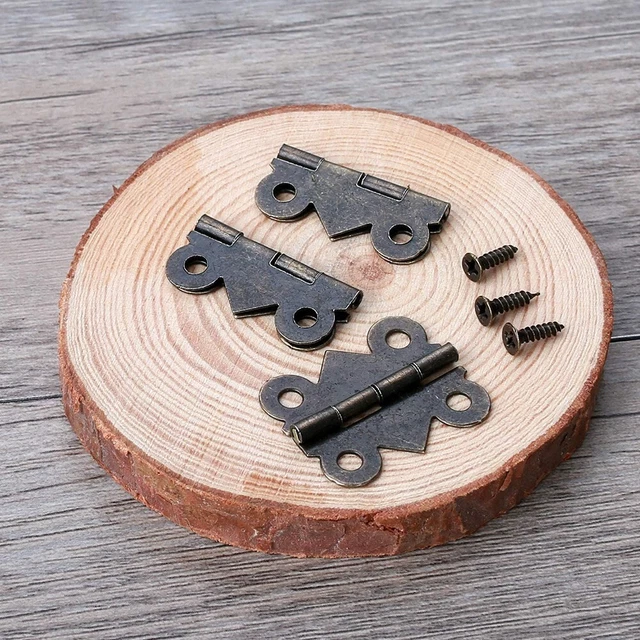 Set Di Due Antiche Cerniere In Miniatura Per Porta, Scala 1:12, Per Casa Delle Bambole