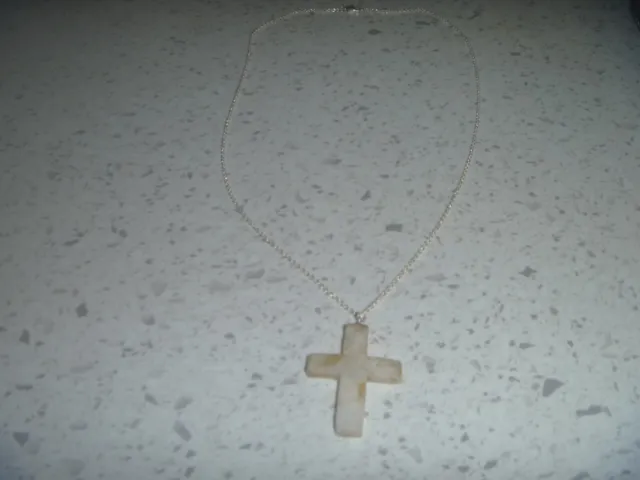 Quartz Christian Cross Necklace/Pendant