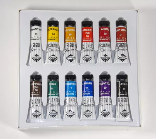 Daler Rowney Designers Gouache 12 - 15 ml Tubes Introduction Set Artist Paint