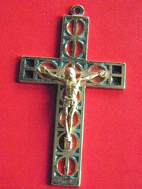 BIJOU / ANCIEN Pendentif Medaille Croix Religieuse Plaque Or #47 EUR 12,00 - FR
