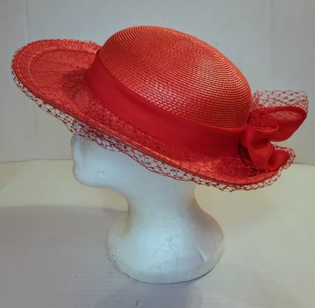 Designed By Sylvia New York - St. Louis Women's Red Derby Woven Straw Hat - OSFM