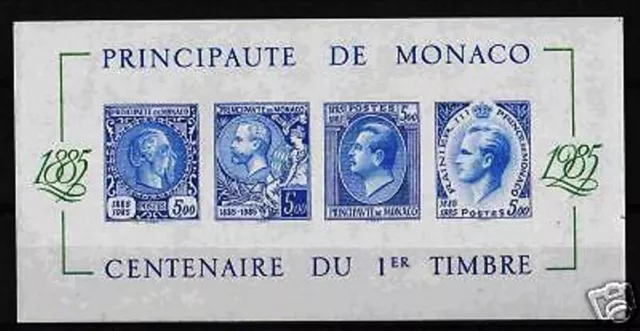 MONACO EPREUVE DE LUXE BLOC FEUILLET YVERT 33a CENTENAIRE TIMBRE PRINCES ND 1985