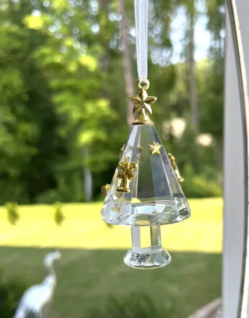Holiday Lead Crystal Gold Decorated Miniature Christmas Tree Decoration Ornament