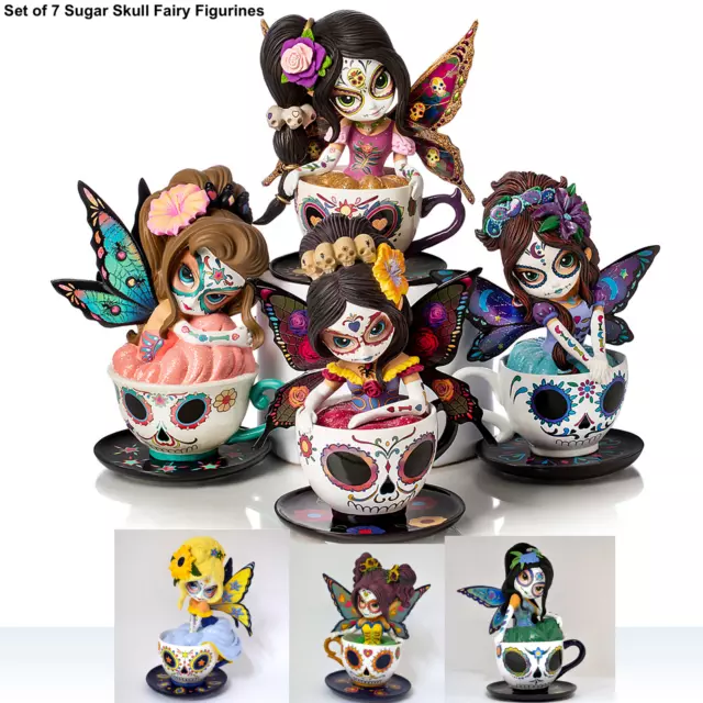 Jasmine Becket Griffith Set of 7 Sugar Skull Fairy figurines Hamilton Collection Jasmine Becket Griffith Set of 7 Sugar Skull Fairy figurines Hamilton Collection
