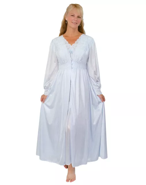 Shadowline Nightgown and Robe Peignoir Set Vintage Style Cap Sleeve