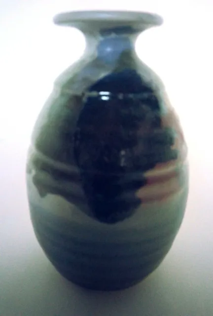 Art Pottery Vase Signed Boie Gray Blue Small