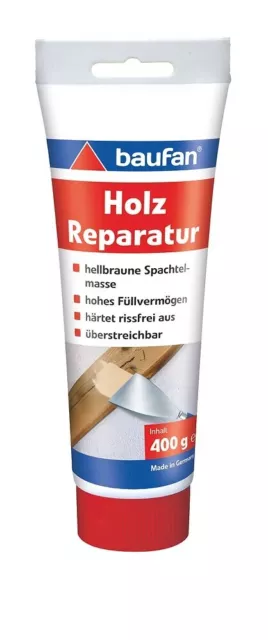 Baufan Holz-Reparaturspachtel 400 G Pour Fissures, Trous Et Défauts Dans Bois