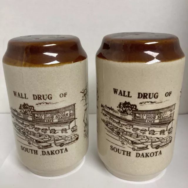 Vintage Souvenir WALL DRUG South Dakota Ceramic Salt and Pepper Shakers