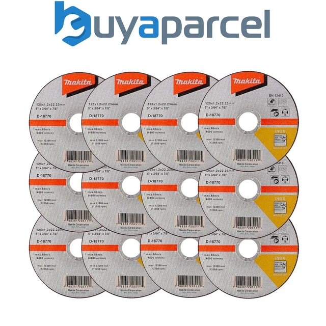 12x Makita D-18770 Fast Cutting Extra Thin Metal Grinder Disc 125mm 1.2 22.23mm