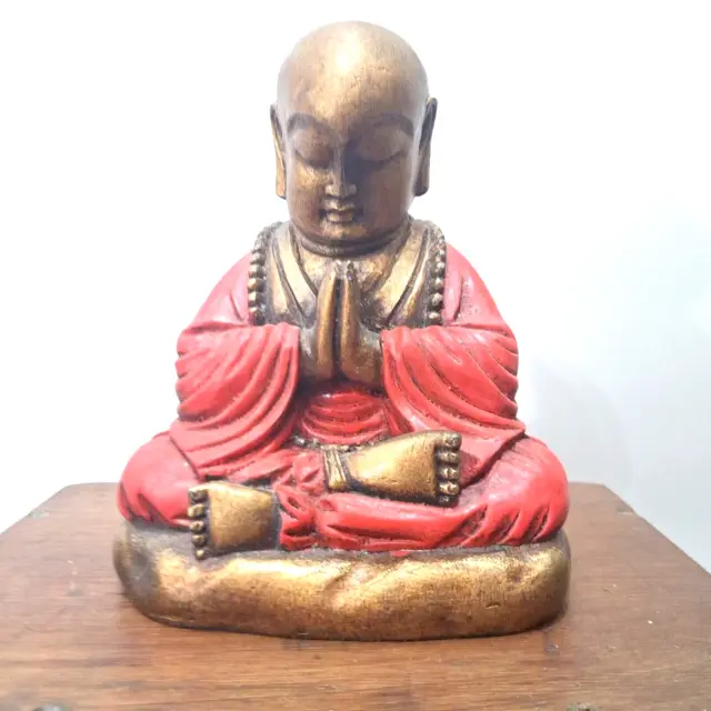 Chinese Buddha praying meditation Buddhism Feng Shui ornament relaxing gift 17cm