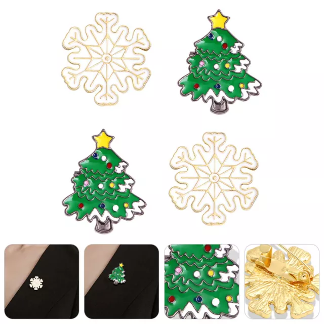 4 Pcs Christmas Collection Brooch Holiday Lapel Pin Cartoon