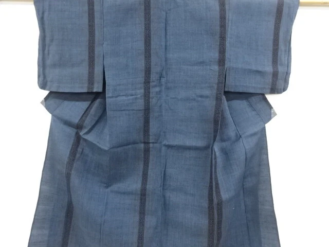 6765642: Japanese Kimono / Antique Hitoe Kimono / Mawata Ojiya Tsumugi / Woven A