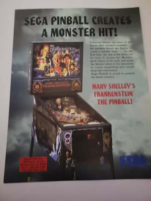 Flyer  SEGA FRANKENSTEIN   PINBALL ARCADE  advertisement original see pic