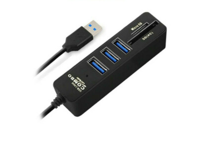 Multi 4 ports USB 2.0 USB Hub Haute Vitesse Led bleu interne Branchement Cable 