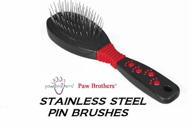 PAW BROTHERS MEDIUM Professional PIN BRUSH-Stainless Steel PET Grooming DOG CAT