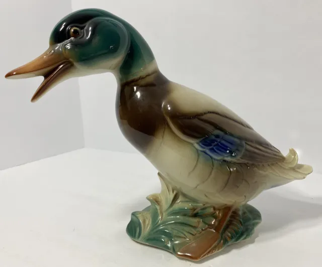 Vintage Royal Copley Windsor Mallard Duck Ceramic Figurine 9” Tall Hand Crafted