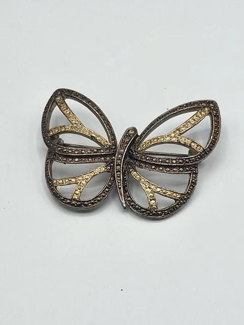 Broche Vintage Nœud Avec Strass Marron - Bijou Ancien En Parfait état - Occasion De Qualité