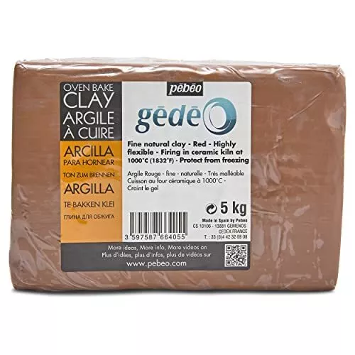 Pébéo - Argilla da cuocere rossa Gédéo, panetto da 5 kg - Creta per (d7s)