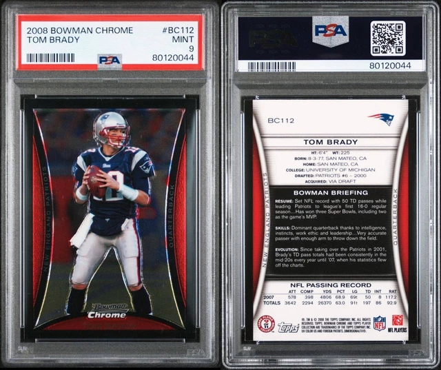 TOM BRADY 2008 Bowman Chrome BC112 PSA 9 Mint Patriots Bucs GOAT