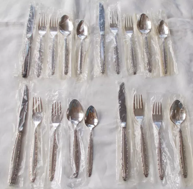 19pc Oneida ROYAL LACE 4 Place Setting Silverplate Flatware Set w/ Box