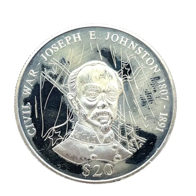 2000 LIBERIA Civil War Joseph Johnson  20 Gram .999 Silver Proof $20 Coin